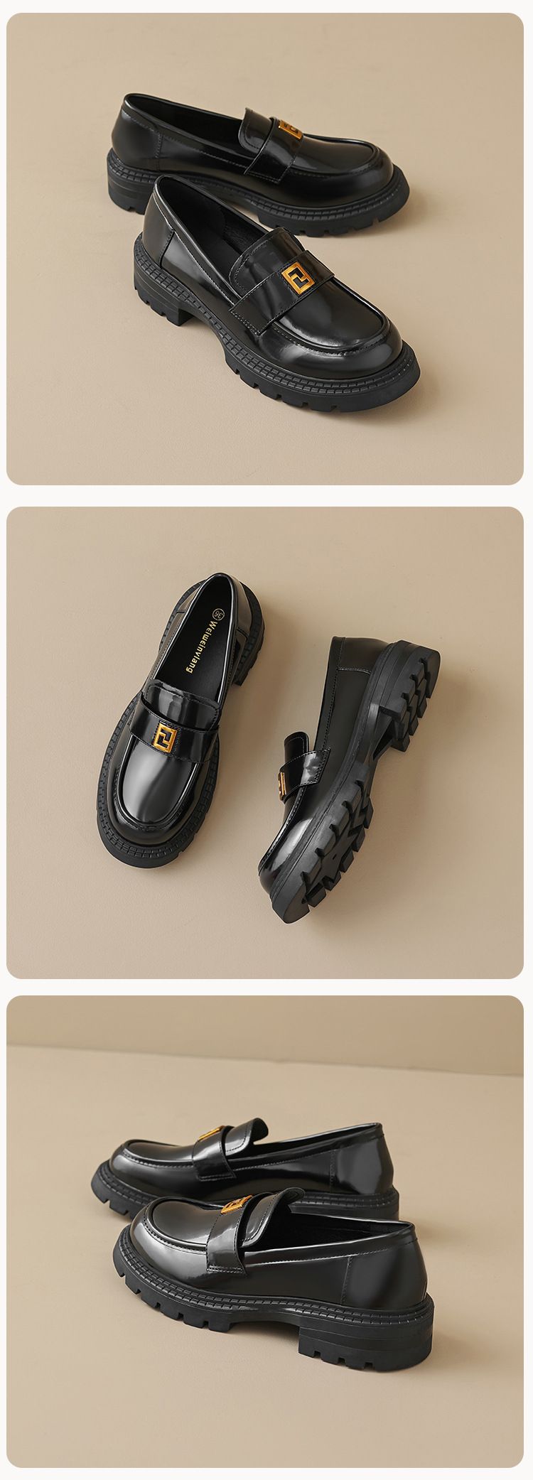 Platform Loafers Women's One-pedal Retro Soft-soled Single Shoes Women's British-style Small Leather Shoes_voghion.com