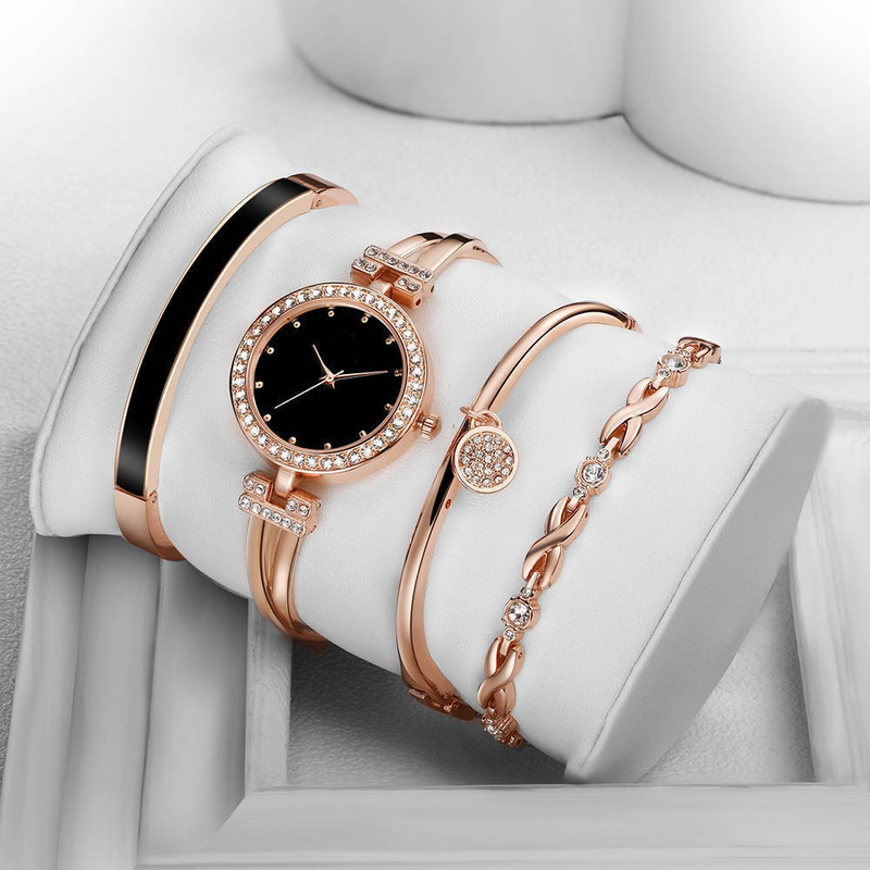 Reloj de mujer de cuatro piezas Reloj de mujer de cuatro piezas Reloj de cuarzo de moda para mujer_voghion.com