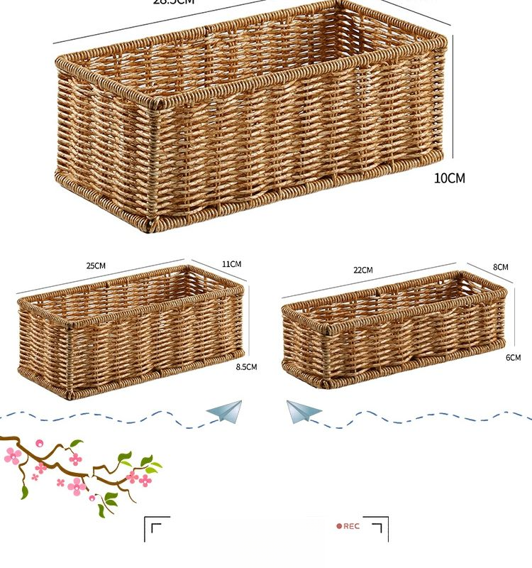 Cestino portaoggetti da tavolo Pulan, in rattan, per bagno, soggiorno, telecomando, cucina, spezie_voghion.com