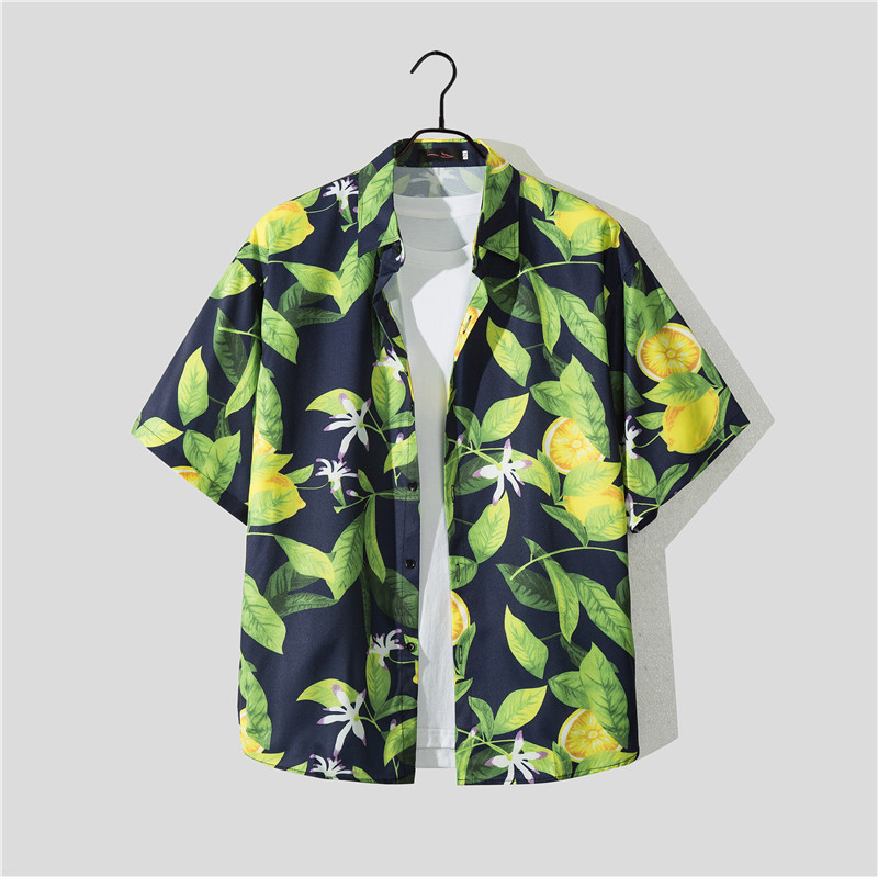 Herre Hawaii seaside strand feriedress herre løs pluss størrelse par trendy kortermet blomsterskjorte tilfeldig todelt sett_voghion.com