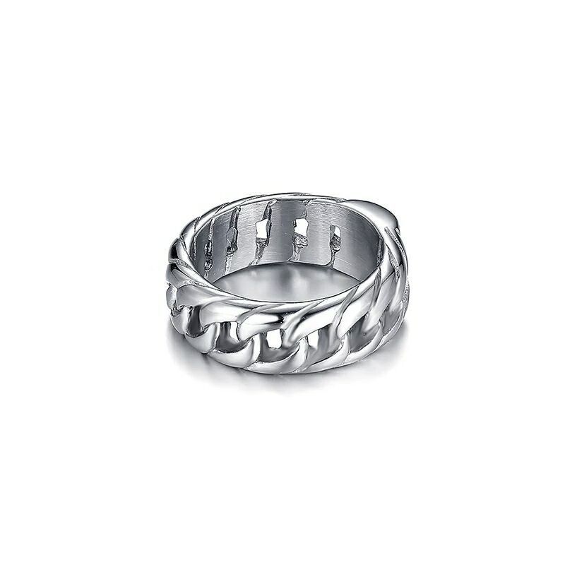 Accessories Men's Woven Cuban Titanium Trendy Stainless Steel Chain Ring_voghion.com