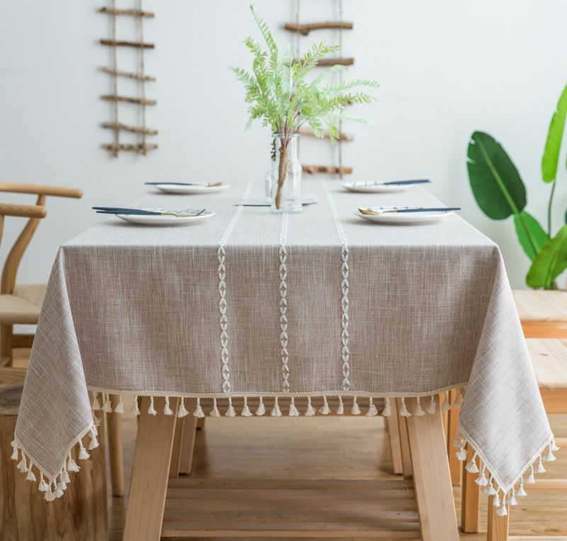 Semplice tovaglia da pranzo ricamata in cotone e lino, piccola e fresca, rettangolare, per soggiorno, tavolo da caffè_voghion.com