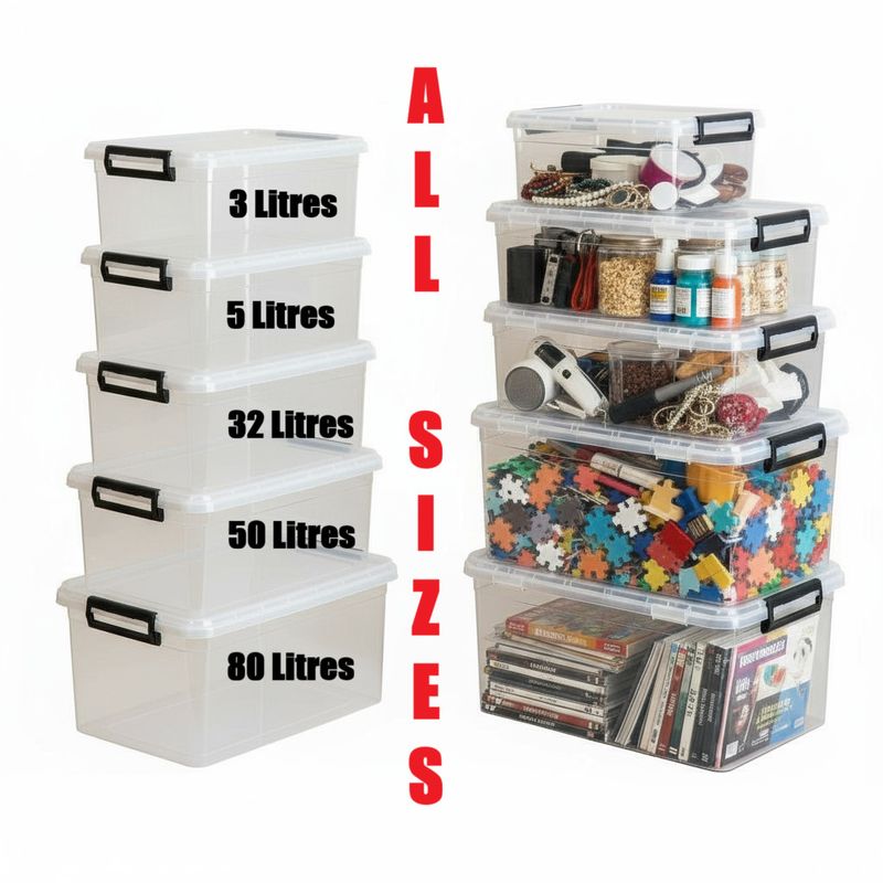 Heavy Duty Clear Plastic Storage Boxes With Clip Lids Home Office Stackable Box_voghion.com