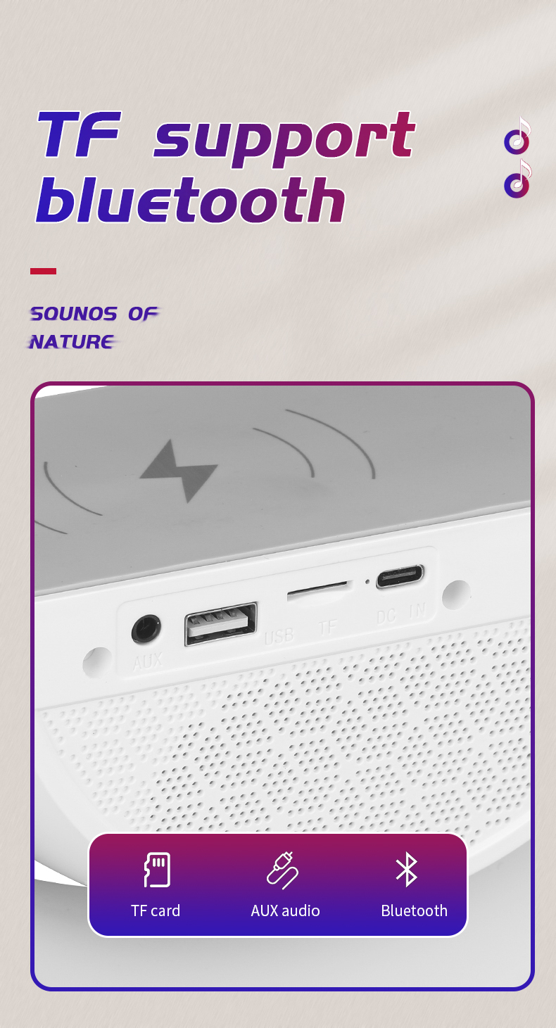 Multifunkcionális vezeték nélküli töltőállvány hangszóróval TF RGB éjszakai fény gyors töltőállomás iPhone 11 12 13 14 Samsung készülékekhez_voghion.com