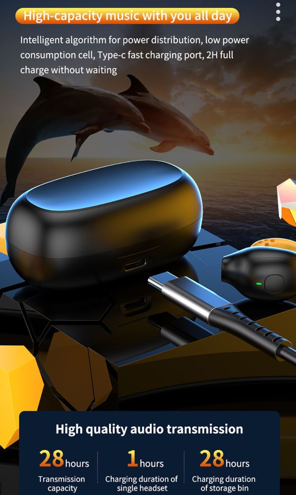 TWS R18 Earphones Wireless Bluetooth Headset Noise Cancelling Headsets With Microphone Headphones_voghion.com