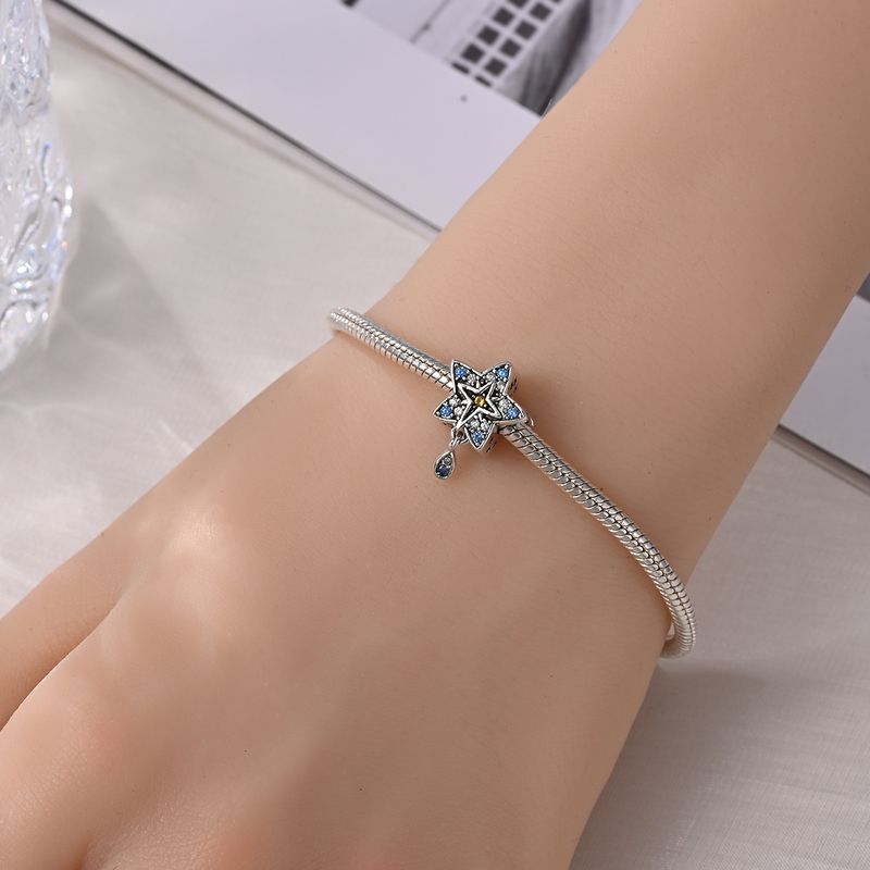 Gioielli da donna, ciondolo a forma di stella dei tarocchi, luna e clessidra, perline fai da te, accessori per gioielli, bracciale in argento placcato in rame_voghion.com