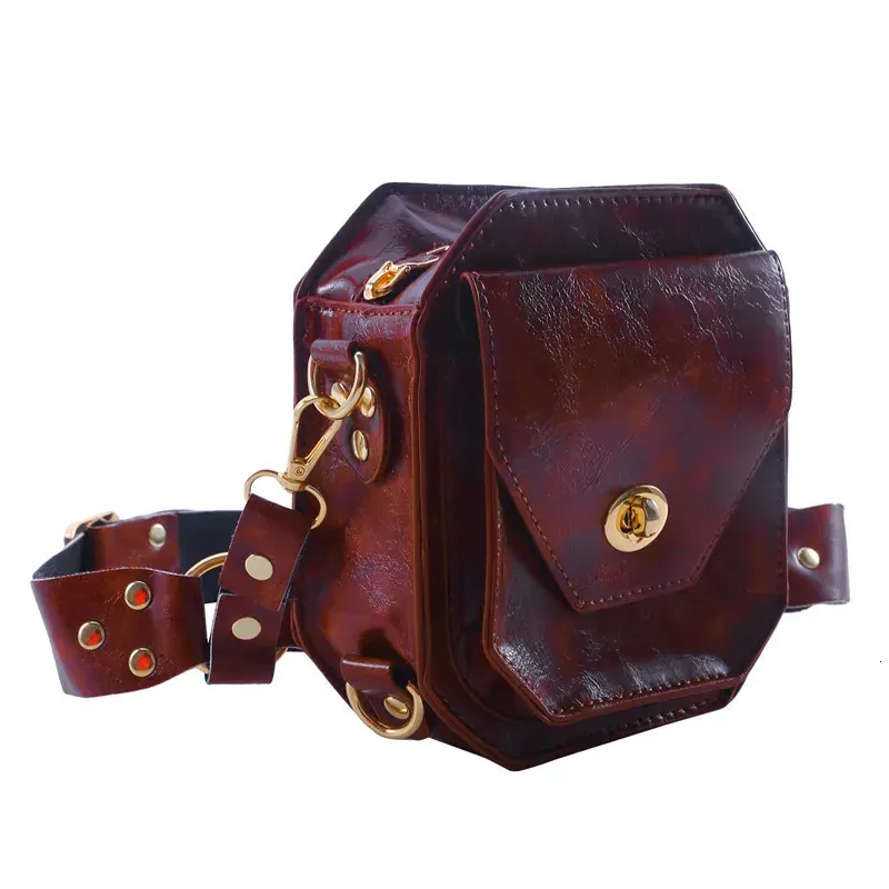 Punk Retro PU Waist Bag Casual Small Square Hip Packs For Womens Crossbody Cross Multifunction Outdoor Leg Phone Pouch_voghion.com