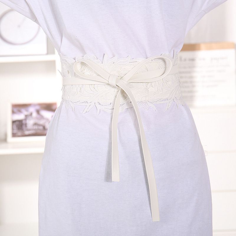 Neu Spitze Trim Taille Dekorative Kleid Mode Vielseitig frauen Breiten Gürtel_voghion.com
