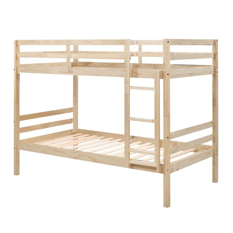 Twin Over Twin Bunk Bed With Ladder,Wooden Bunk Bed With High Guardrail And Ladder For Kids, Teens, Dorm Rooms, And Guest Rooms,No Box Spring Needed,White_voghion.com