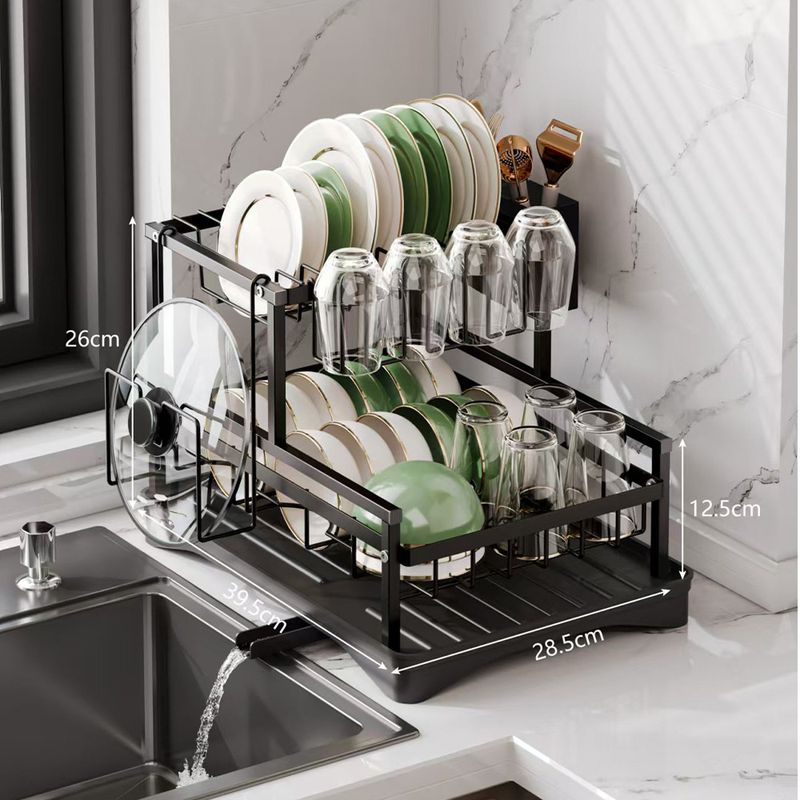 Kitchen Dish Sink Bowl Chopsticks Plate Storage Countertop No Installation Required With Drainage Cup Knife Fork_voghion.com