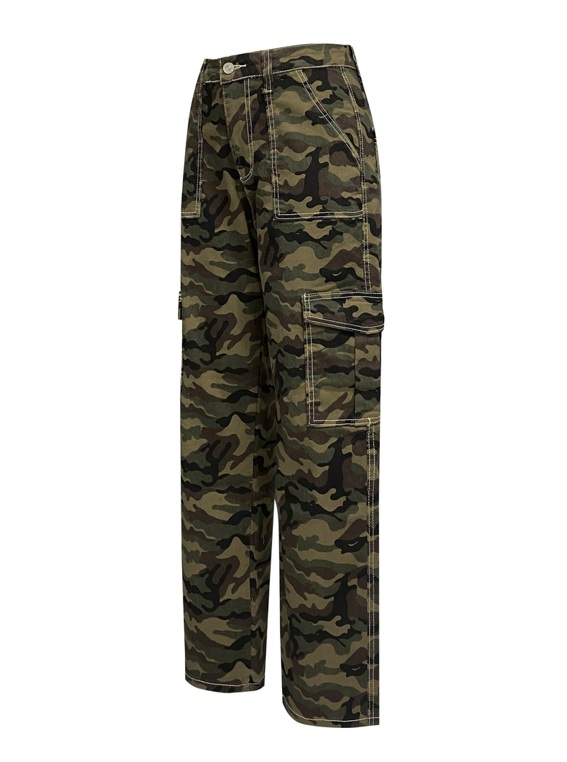 Vaqueros nuevos para mujer, monos holgados con bolsillos de camuflaje personalizados, pantalones a la moda_voghion.com