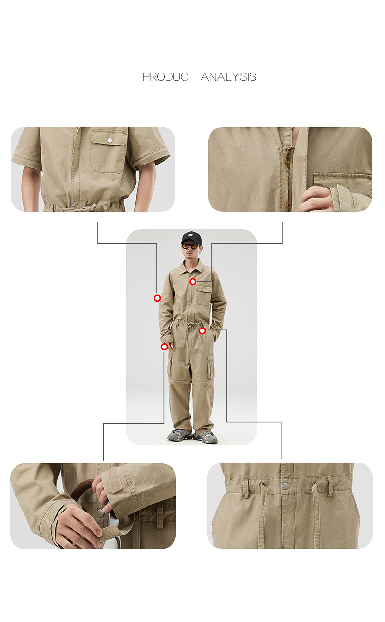 Retro cargo-rompertje voor heren met meerdere zakken en losse cargo_voghion.com
