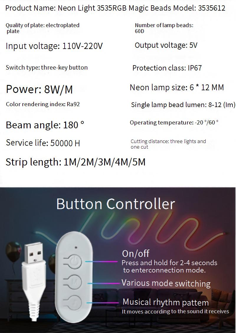 Huis & Tuin Kleurrijke neonverlichting met USB flexibele siliconen DIY vorm slimme luifel Bluetooth-pickup gaming sfeer lichtstrip_voghion.com