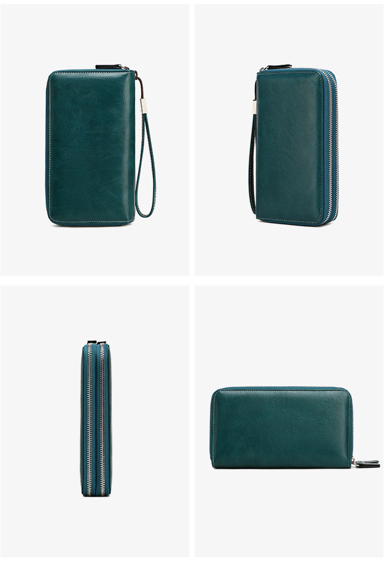 Női pénztárca és férfi pénztárca RFID lopásgátló kefés női pénztárca dupla cipzáras hosszú pénztárca retró nagy kapacitású clutch táska_voghion.com