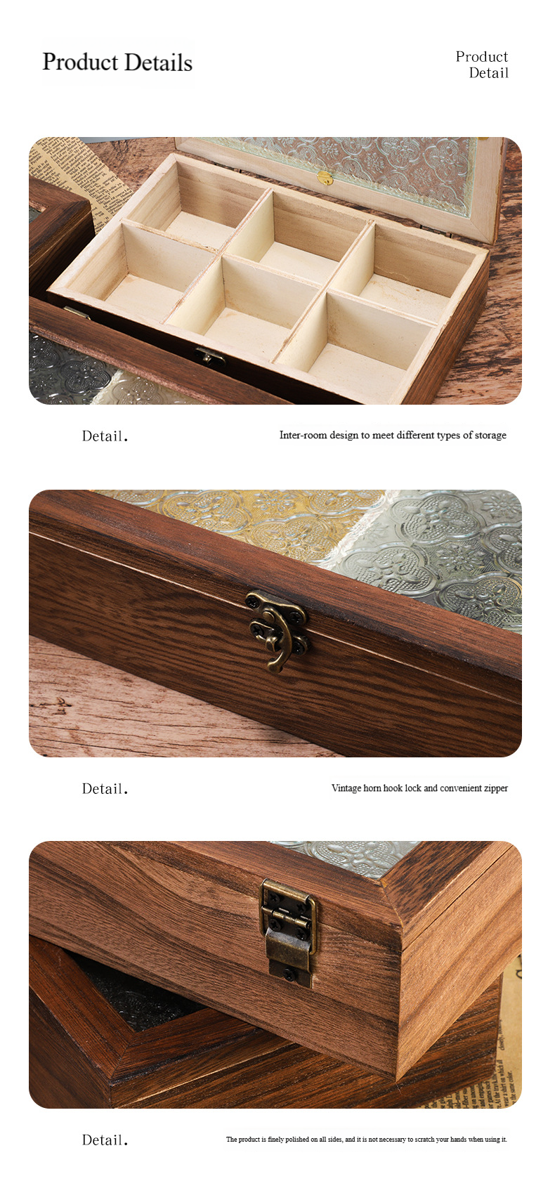 Camellia Glass Storage Box With Flip Lid - Multi-Compartment Organizer For Tea Bags, Jewelry & Small Items_voghion.com
