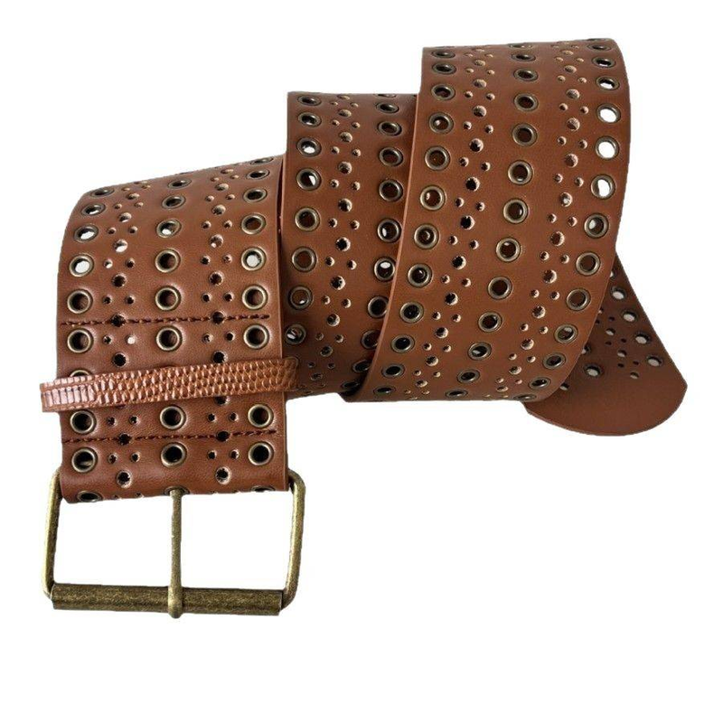 Trendy Wide Punk Belt With Eyelets & Studs - Gothic Streetwear Accessory For Women & Men - Adjustable Waistband For Jeans, Skirts & Dresses_voghion.com