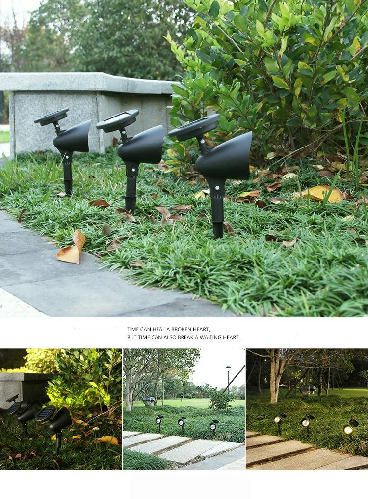 Solarbetriebene LED-Gartenstrahler, 4 LEDs, wasserdichte Landschaftsbeleuchtung für den Außenbereich für Hof, Villa, Park, dekorative Wegbeleuchtung (weißes/warmes Licht)_voghion.com