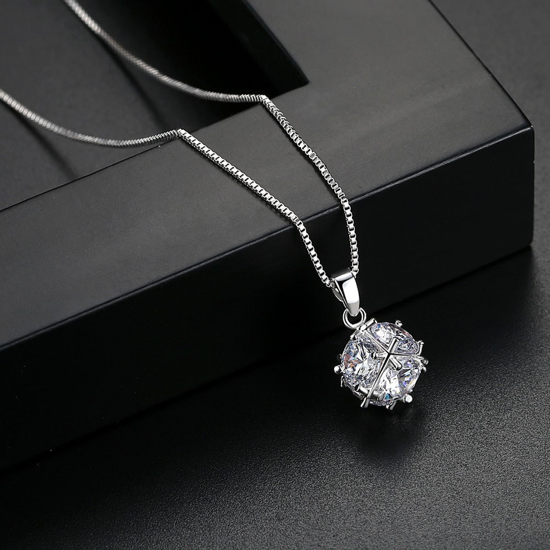 Collier délicat en laiton avec pendentif en zircon pour femme, chaîne à billes géométrique minimaliste pour une élégance au quotidien. Bijou de cou féerique._voghion.com
