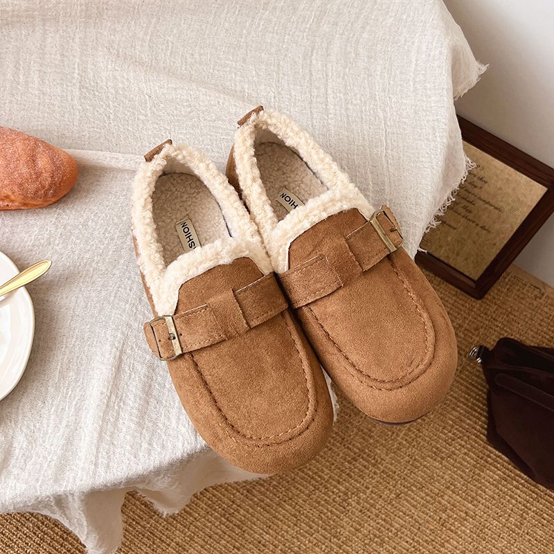 Neuer Herbst- und Winterstil 2025.1: Ein Paar Lammfell-Baumwollschuhe für Damen_voghion.com