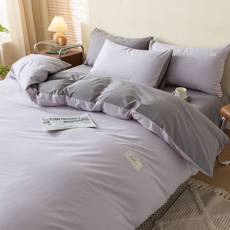 Set copripiumino in morbido cotone lavato con design bicolore - Biancheria da letto traspirante e delicata sulla pelle per casa, dormitorio, hotel_voghion.com
