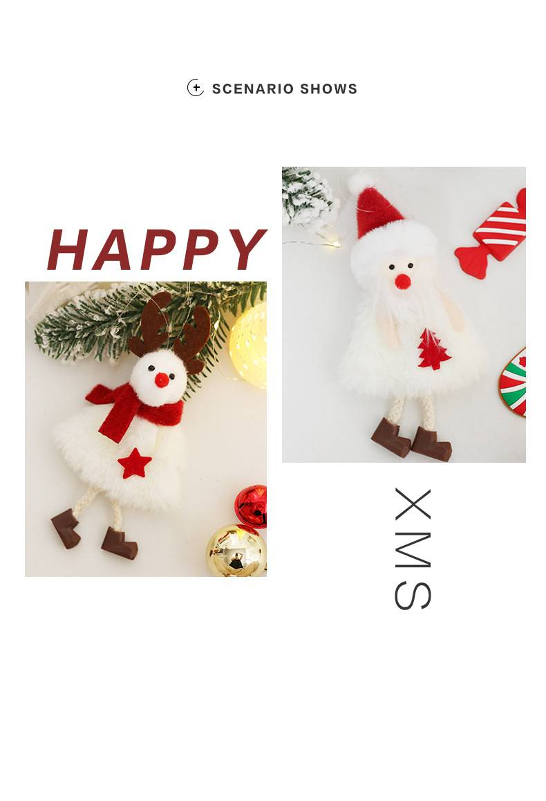 Weihnachtsdekorationsset – süßer Schneemann, Weihnachtsmann und Engelspuppen, handgefertigter Baumschmuck für die Feiertagsdekoration_voghion.com