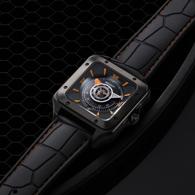 BERNY Automatic Watches For Men Fashion 10ATM Waterpoof Fluororubber Strap Mechanical Square Watch With Date Super Luminous Sapphire Wrist Watch_voghion.com