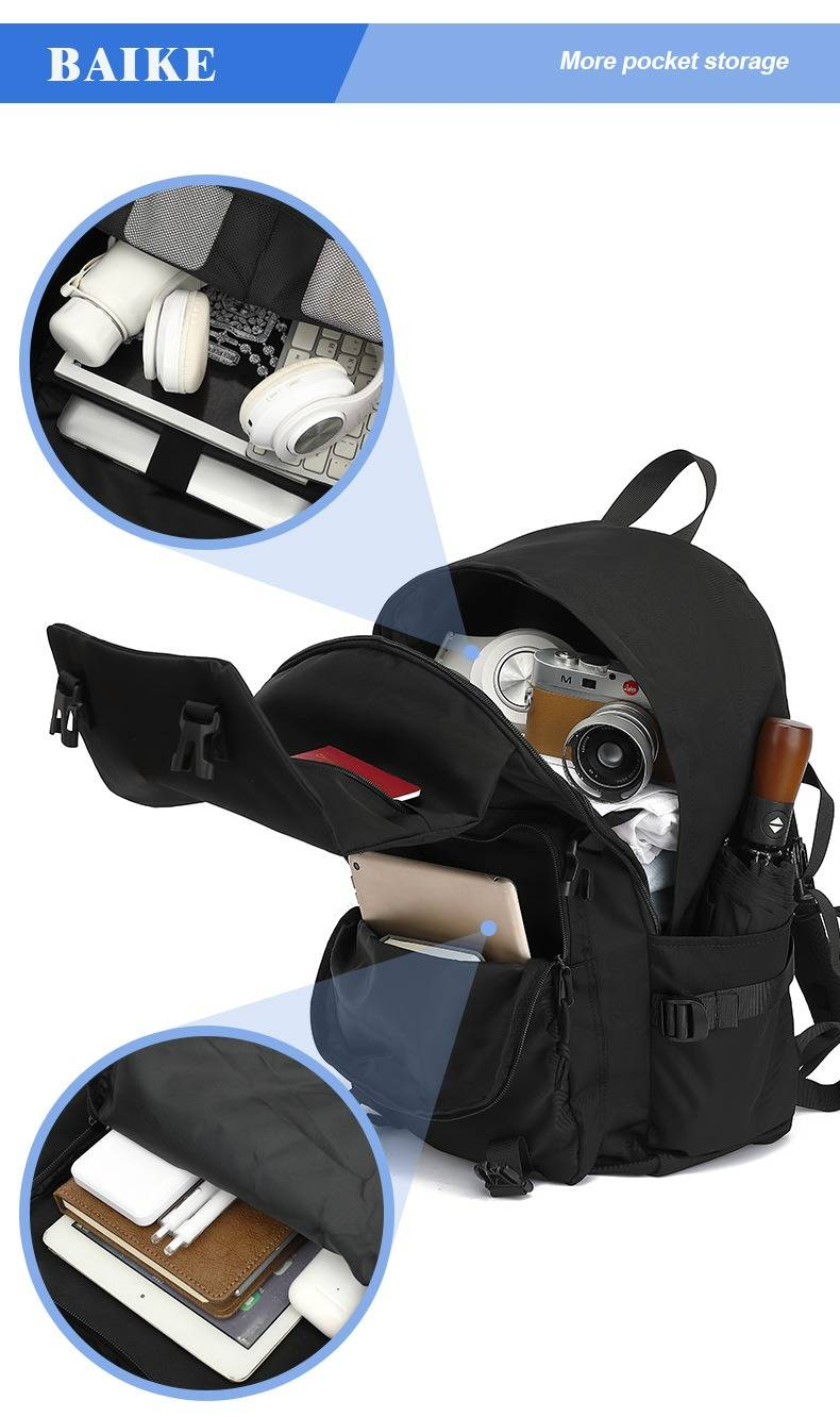 Unisex Backpack Waterproof Oxford Fabric Travel Bag With Laptop Compartment 15 Inch, Lightweight Durable For School College Work Commuting_voghion.com