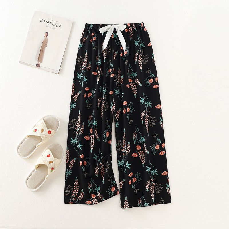 Women's Sleepwears Cotton silk pajama pants beach pants can be worn over a large size home dress nine point pants_voghion.com