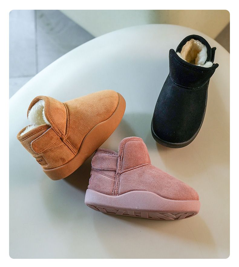 Kids' Winter Snow Boots With Fleece Lining, Thick Sole & Faux Fur Trim, Unisex Short Boots For Boys And Girls_voghion.com