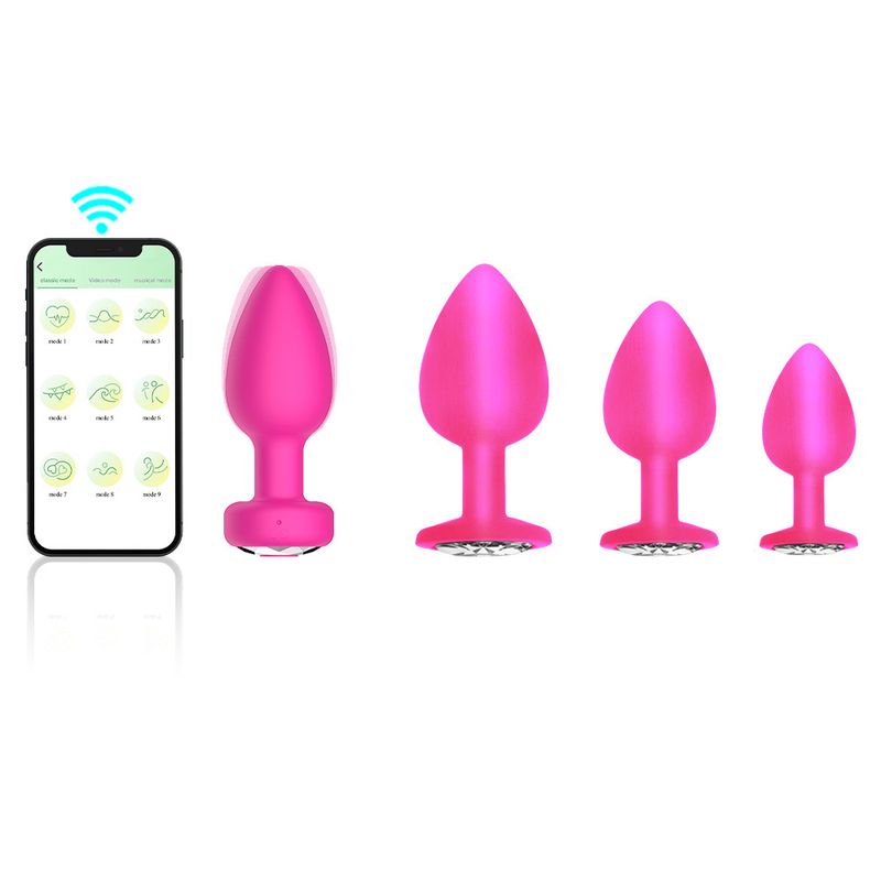 Plug anale con telecomando APP wireless e trapano, plug anale vibrante in silicone, set da quattro pezzi, prodotto per adulti_voghion.com