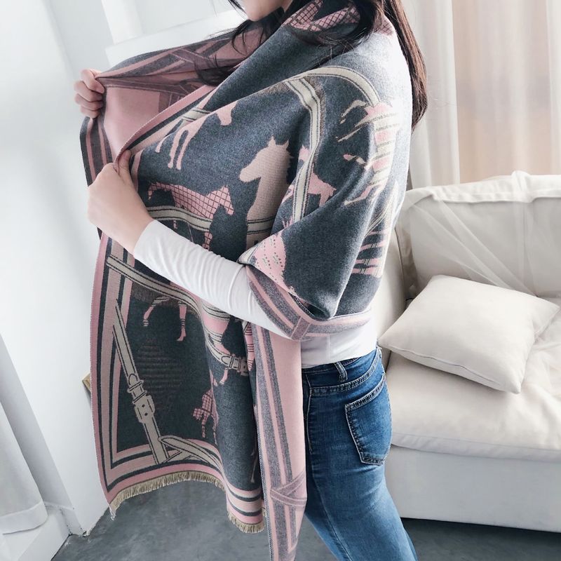 Women's scarf imitation cashmere autumn and winter jacquard warm scarf with a neck elegant scarf_voghion.com
