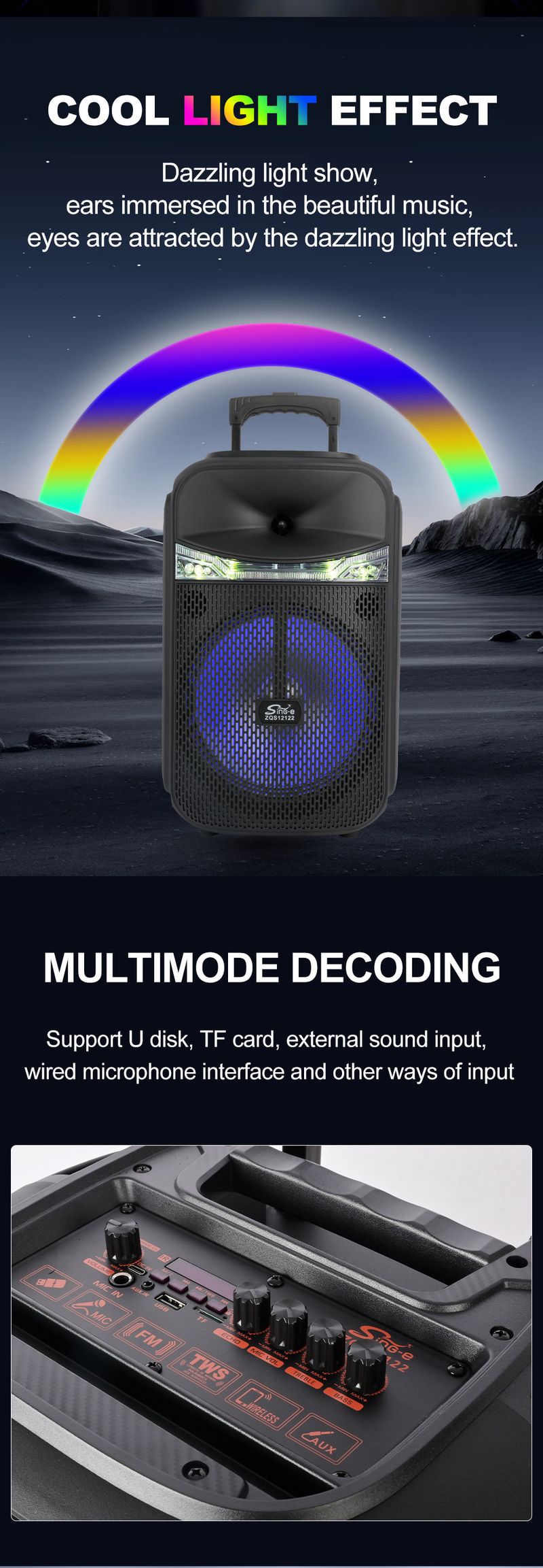 ZQS12122 Colorato Tirante Basso KTV Square Dance Altoparlante Microfono Bluetooth Esterno Grande Stereo_voghion.com
