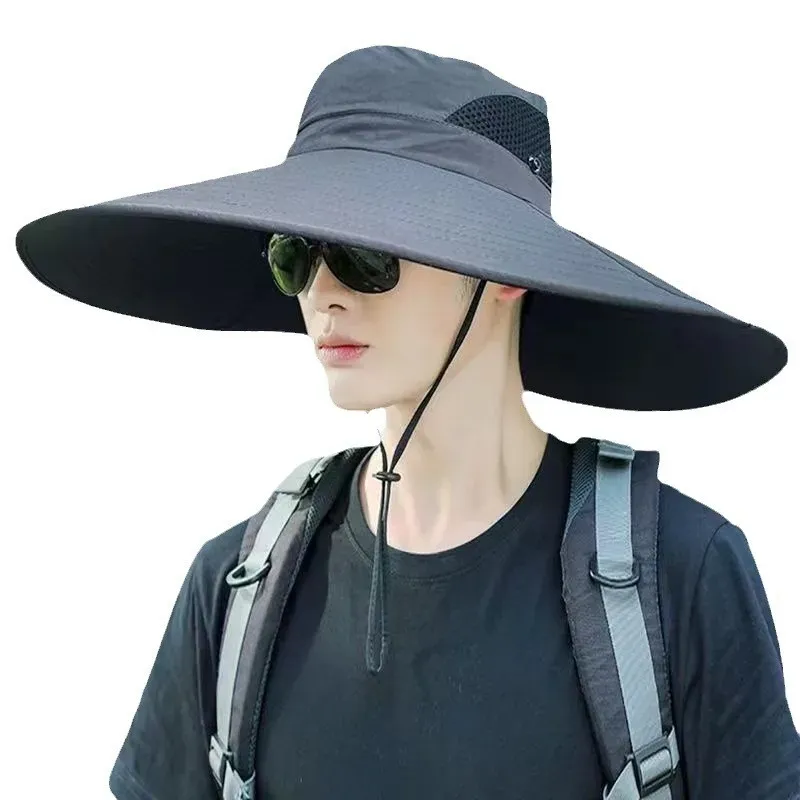Nye ankomster Sommer 15 cm stor brem menn kvinner pustende fiskeluer sol UV-beskyttelse netting fiskerhatt fotturer utendørs strandlue_voghion.com