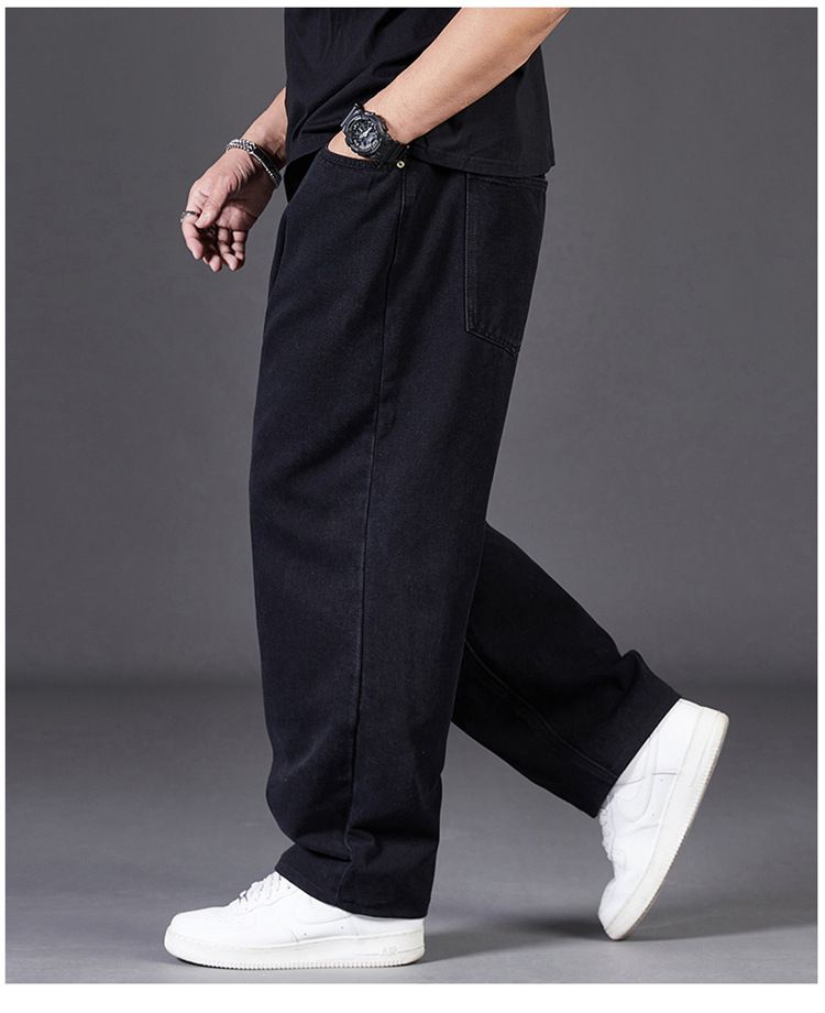 Herrenbekleidung Große Größen Jeans für Männer im Herbst Übergrößen Herrenhosen Lockere Gerade Dicke Fette Kerle Hose mit weitem Bein und elastischer Taille_voghion.com