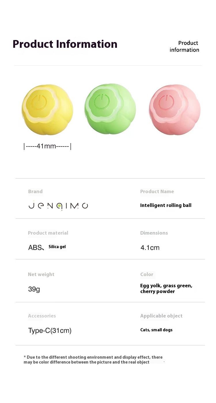 Pet Plastic Teasing Electric Rotating Luminous Intelligent Automatic Rolling Ball Cat Bite Toy_voghion.com