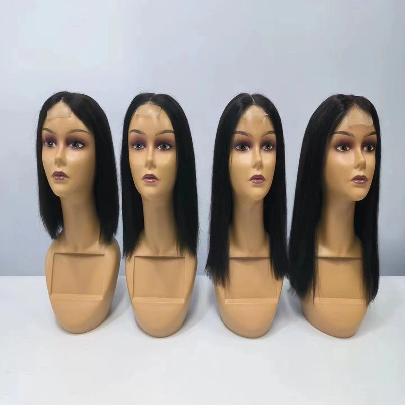 14A Double Drawn 200% Dichte Brasilianische 2*6 Kim Closure Bob Double Drawn Hair Bone Seidige glatte Echthaarperücken_voghion.com