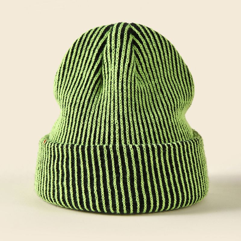 Cappello invernale in lana per esterni a righe, in acrilico, europeo e americano, per uomo e donna, con protezione per le orecchie, caldo e arricciato_voghion.com