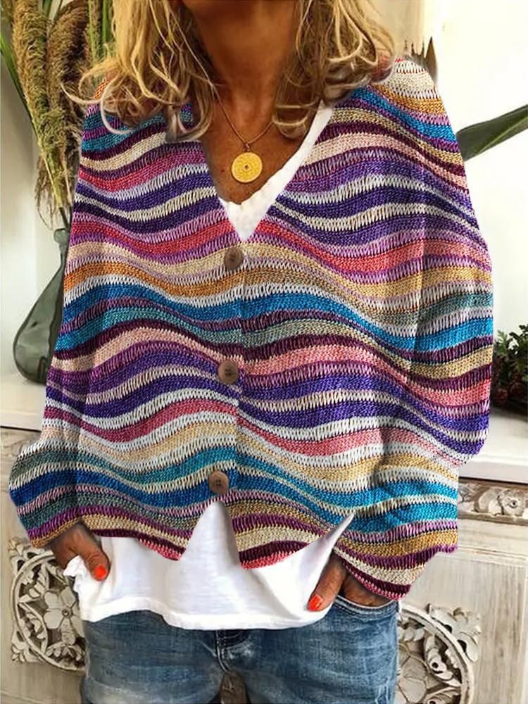 Abstract Print Christmas Cardigan Sweater – Stylish 3D Digital Print, Loose Fit Open Front Long Sleeve Wrap Poncho For Women & Men_voghion.com