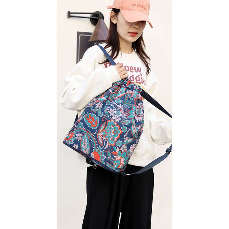 Sac de sport pliable et léger pour femme, imprimé, avec cordon de serrage, poche à cordon, sac à dos de voyage_voghion.com