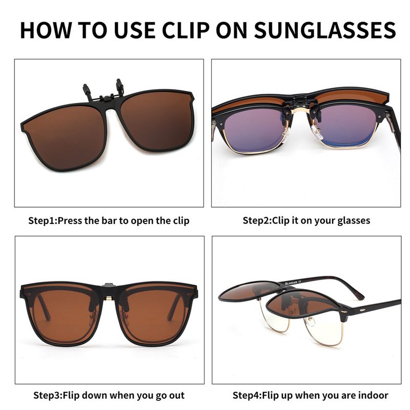 JM Übergroße polarisierte Sonnenbrille zum Anklipsen, modisch, quadratisch, für Damen und Herren, groß, zum Aufklappen, UV400_voghion.com