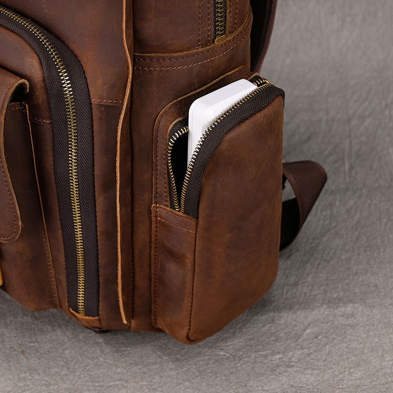 Crazy Horse Photography Men's Large Capacity Backpack Cowhide Travel Outdoor Genuine Leather DSLR Camera Bag_voghion.com