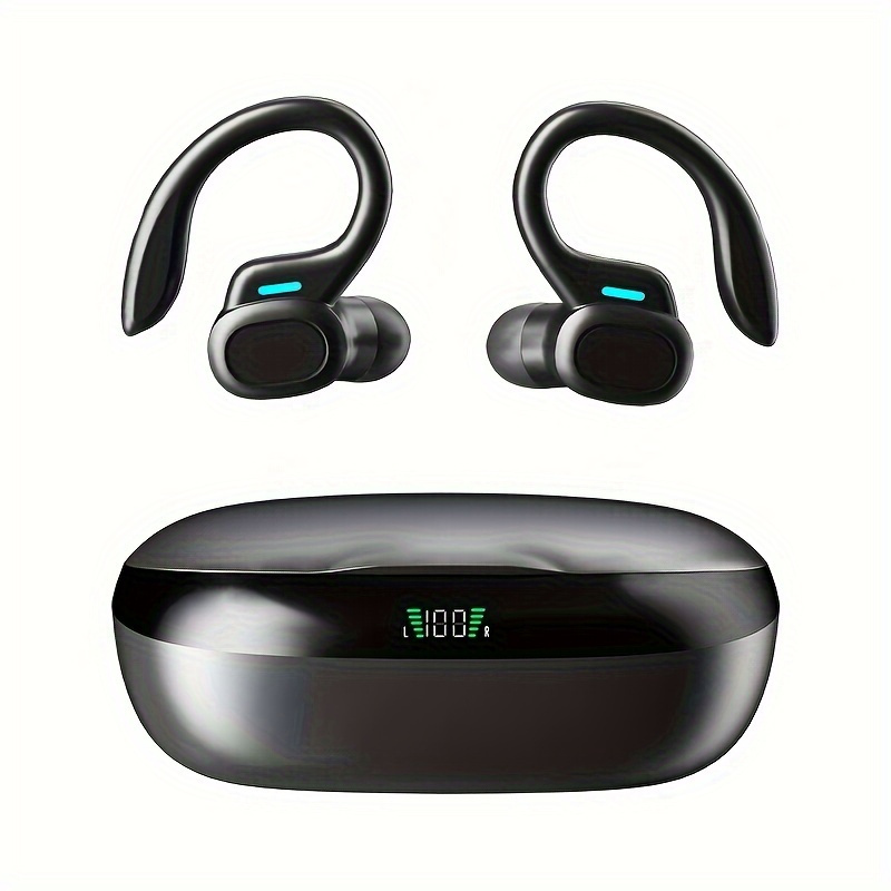 Wireless5.3 Ohrhörer mit Ohrbügel, kabelloses Sport-Headset, TWS-Stereo-In-Ear-Kopfhörer, Touch-Control-Ohrhörer mit LED-Display, Ladeetui für Telefon_voghion.com