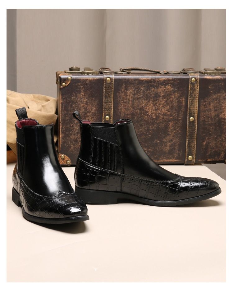 Botas Martin de punta puntiaguda Voyage 8655 Brogue para hombre, talla grande, para exportación_voghion.com