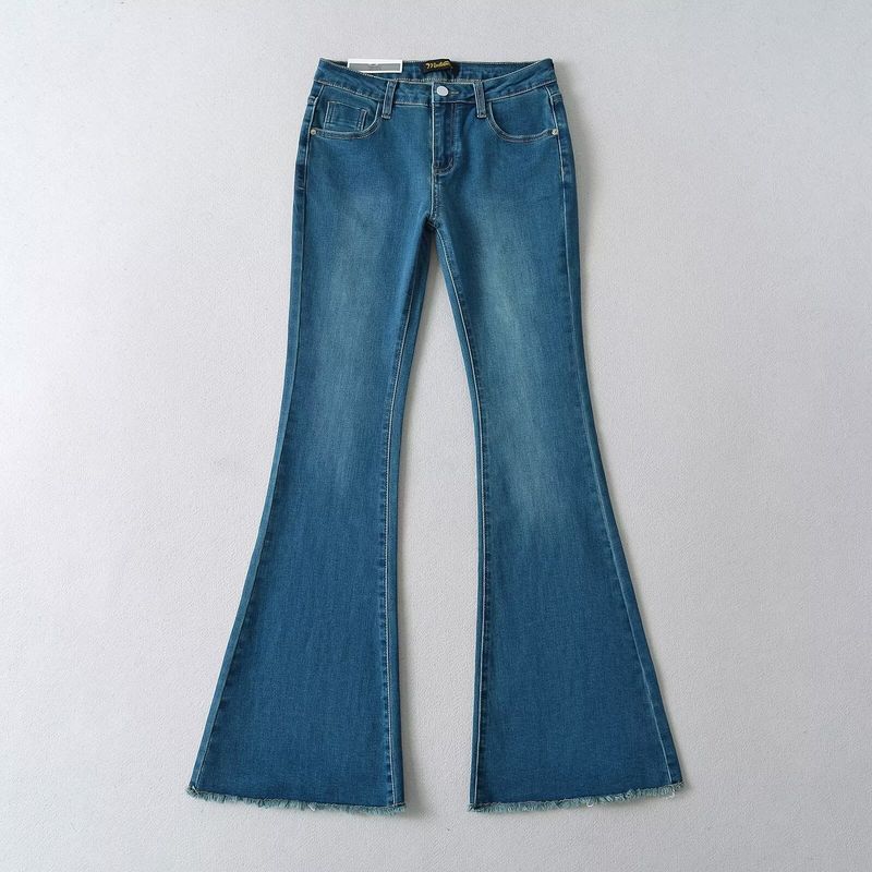 Women’s Clothing Ins Hot Girl Style Raw Edge Slim Embroidery Low Waist Flared Jeans Autumn New Slim Jeans_voghion.com