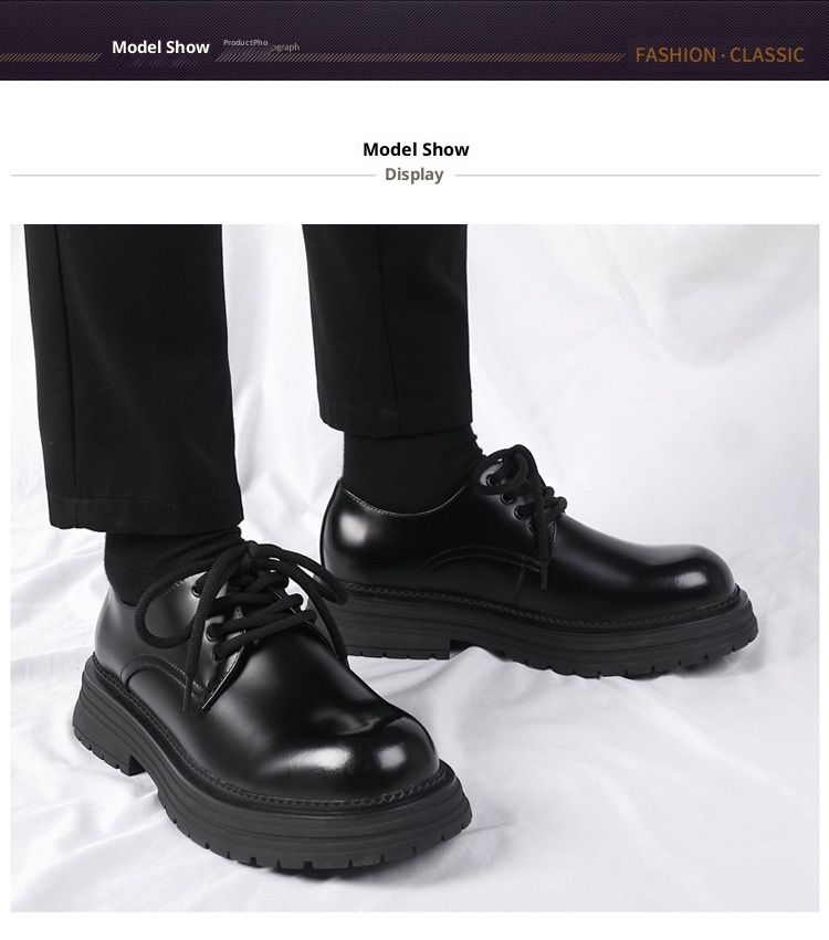 WalkPrime Derby da uomo, stivali bassi Martin, stile britannico, punta tonda, robusti, neri, scarpe casual in pelle con suola spessa, versatili_voghion.com