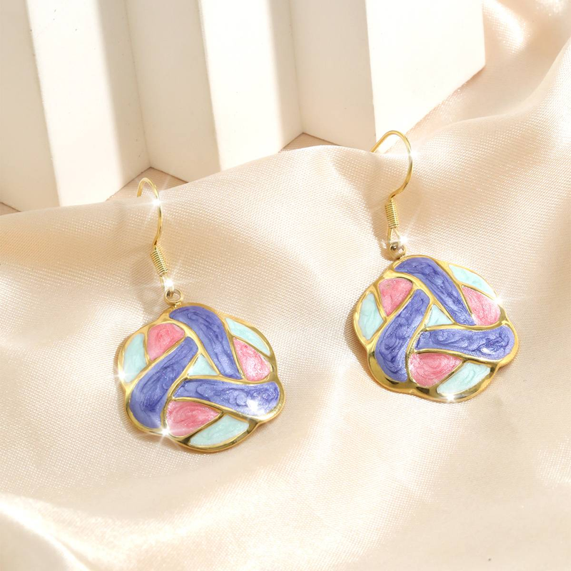 Boucles d'oreilles pendantes en forme de goutte d'huile colorée, sexy et à la mode, style vacances, crochet d'oreille pour femmes, en acier inoxydable, exquises, haut de gamme, pour les déplacements quotidiens_voghion.com
