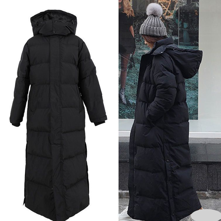 Ropa de mujer Chaqueta de algodón Nueva de invierno Largo medio por encima de la rodilla Negro Fino Moda_voghion.com