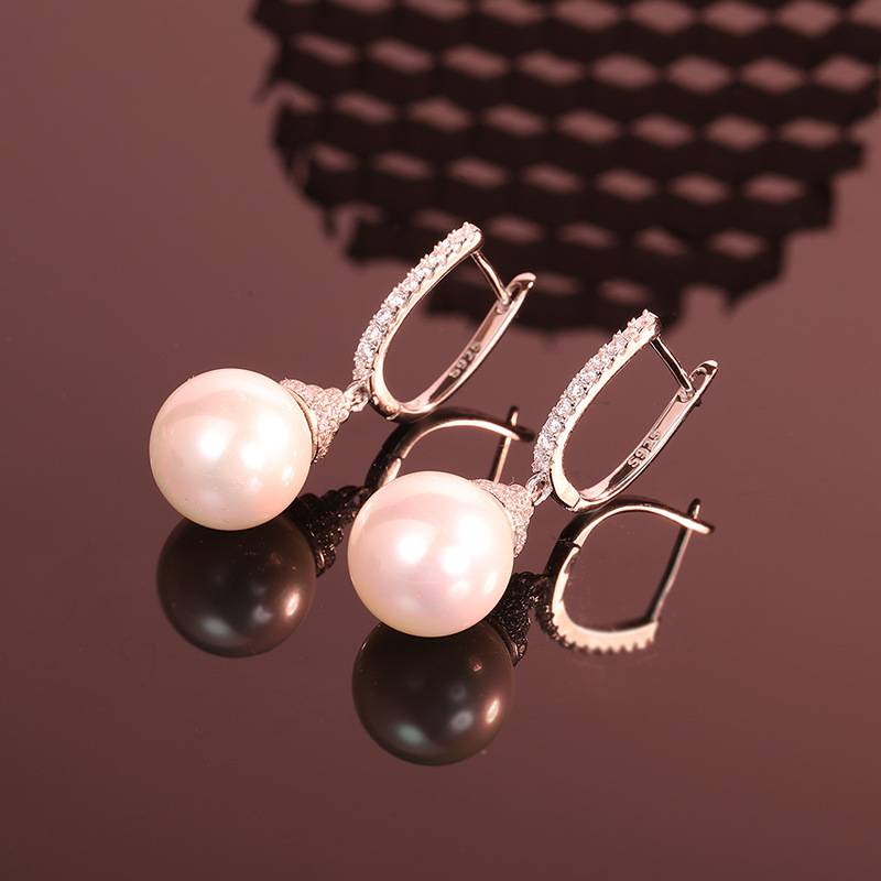 Orecchini di perle d'argento alla moda, regalo di lusso per donna, gioielli di alta gamma all'ingrosso_voghion.com