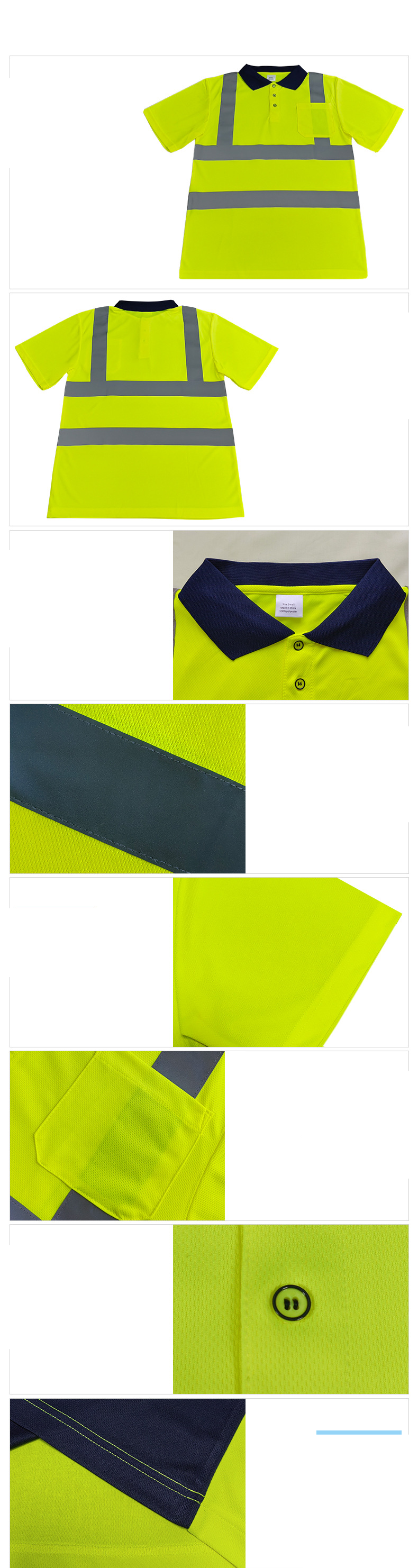 Odzież męska Odblaskowa odzież robocza Letnia oddychająca koszulka polo odblaskowa z klapami Budowa Magazynowanie Logistyka Odzież robocza Koszulka T_voghion.com