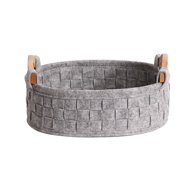 Lot de 3 paniers de rangement en feutre gris, adaptés au rangement des jouets, des vêtements, des cosmétiques, des objets du quotidien, etc._voghion.com